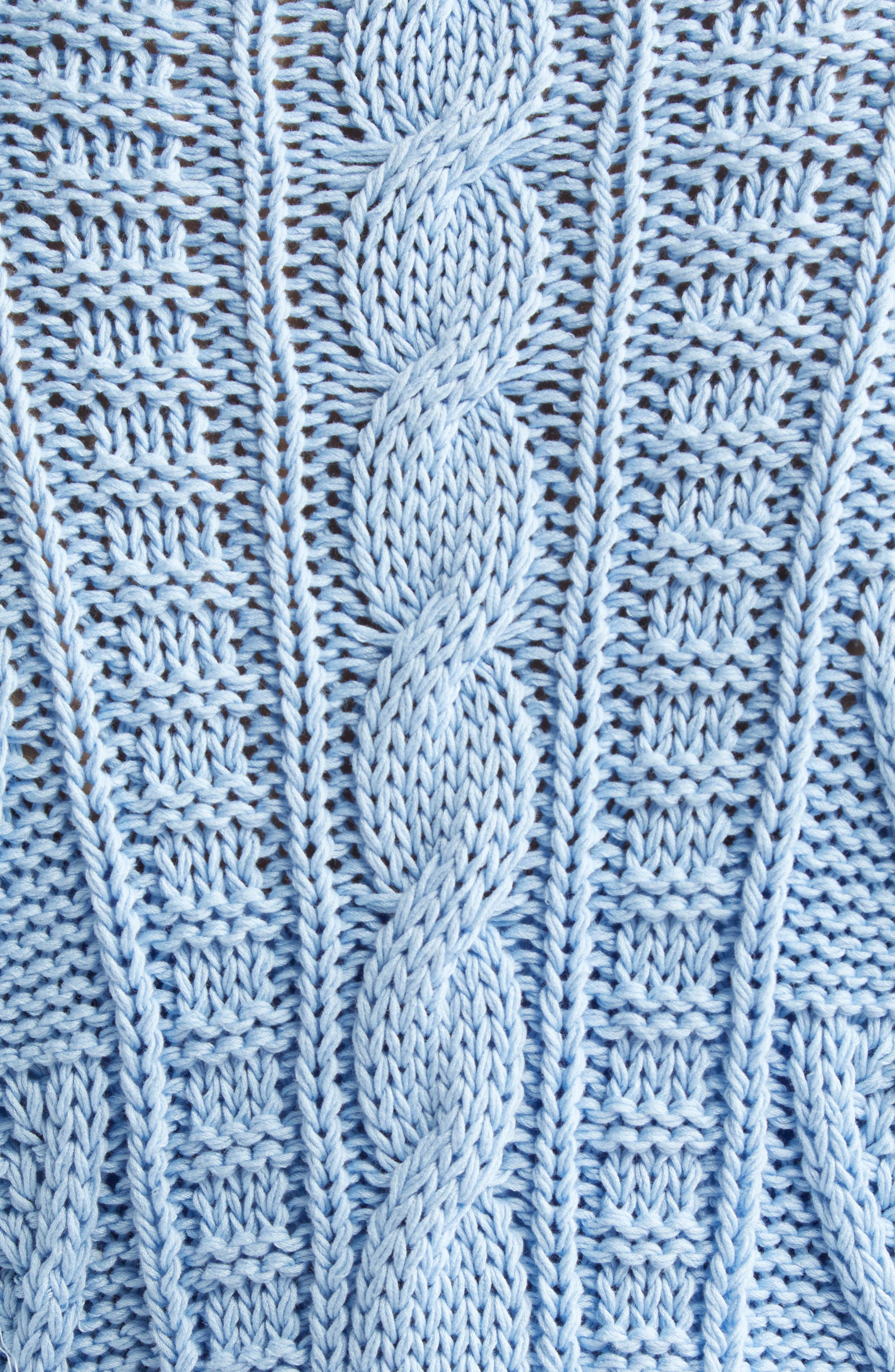 Emilia Wickstead Aleph Mixed Cable Cotton Cardigan in Baby Blue at Nordstrom - 6