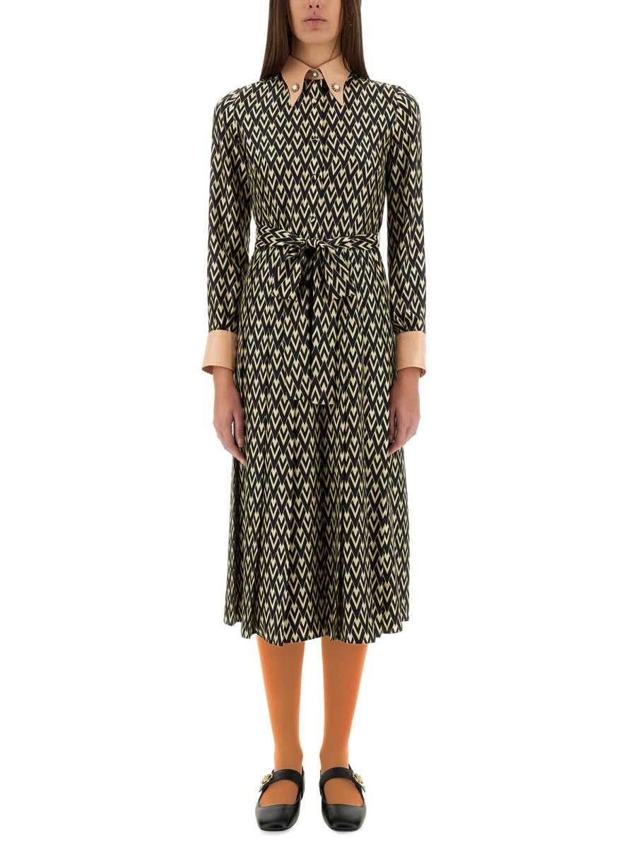 Valentino Women "Toute La V" Twill Midi Dress - 1