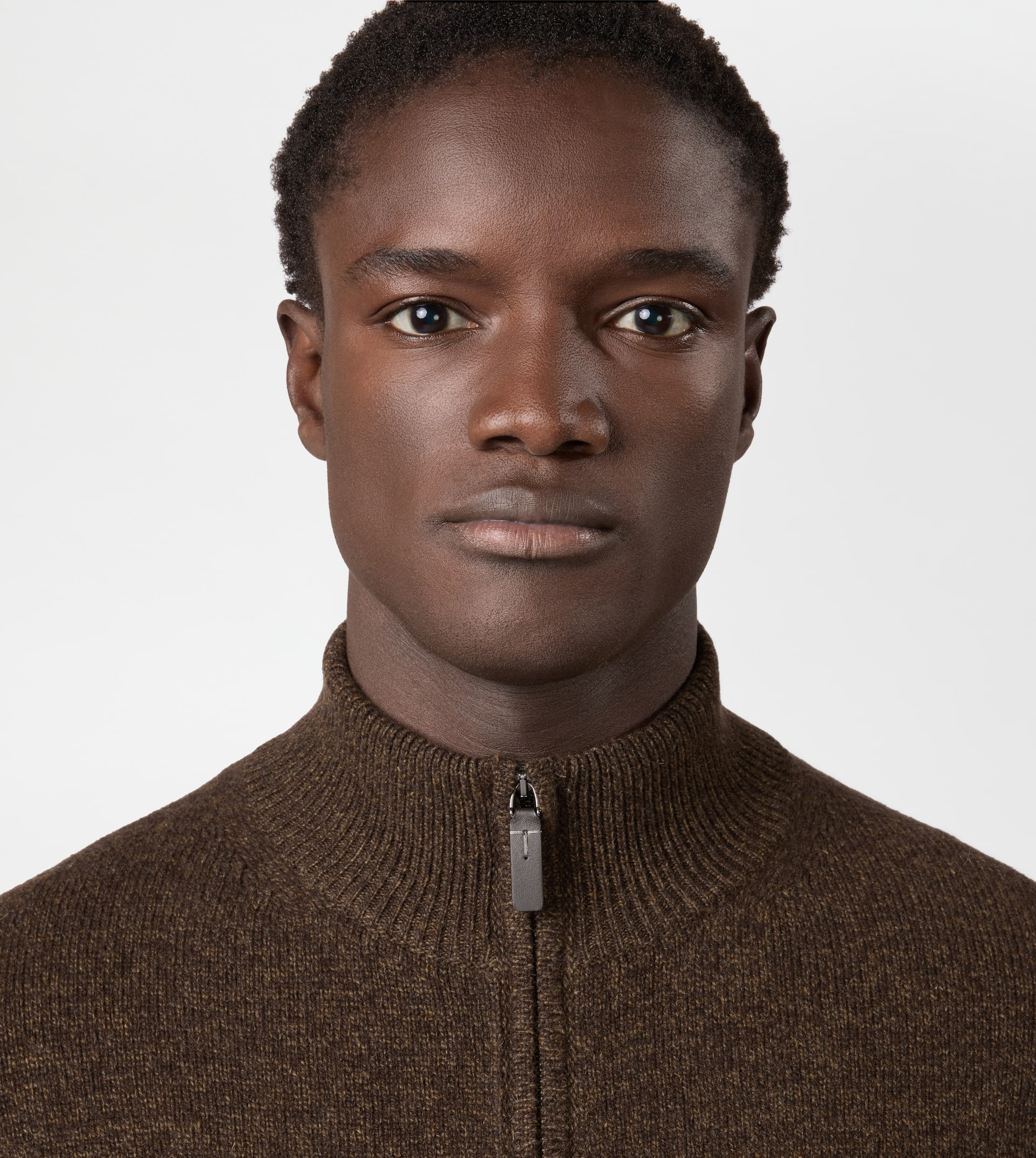 CASHMERE BLEND MOULINÉ CARDIGAN - BROWN - 4