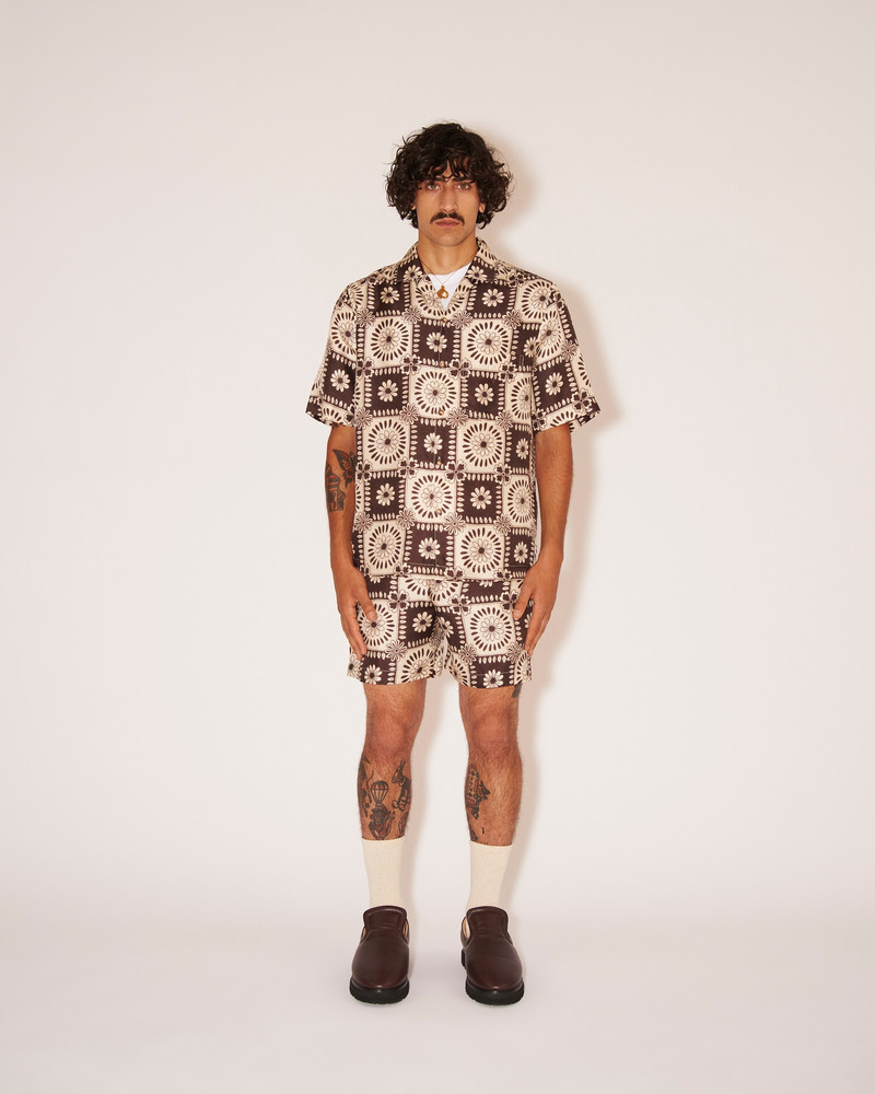 Nanushka BODIL - Twill-silk tile shirt - Brown outlook