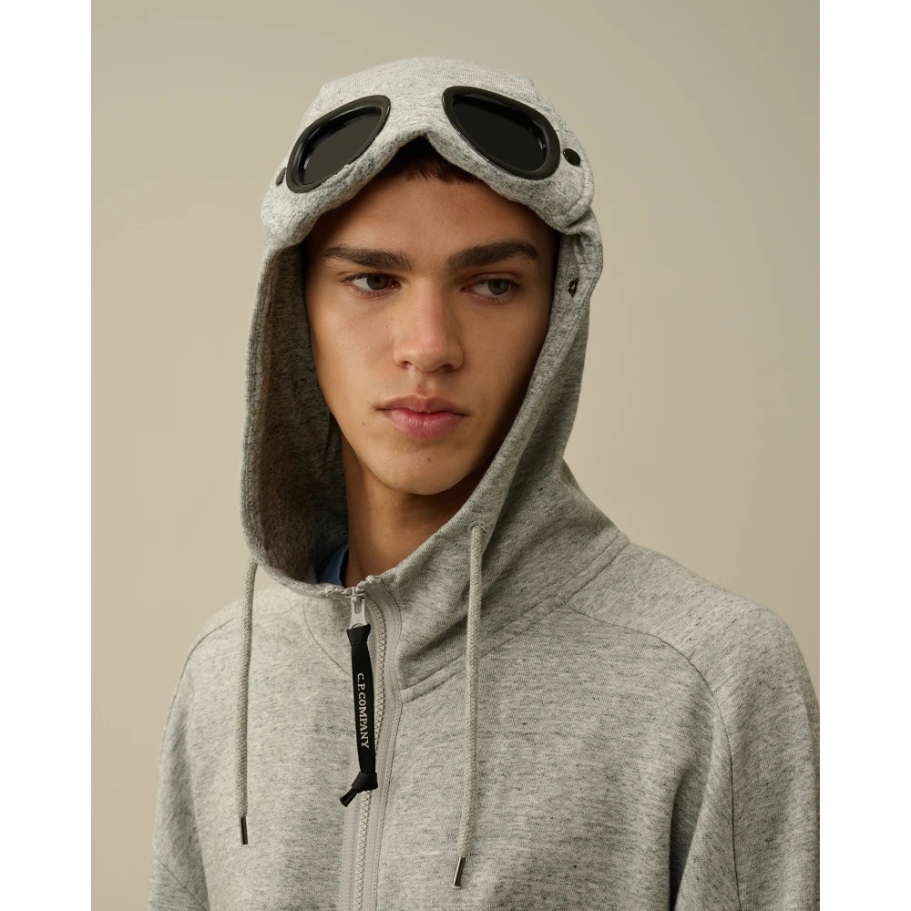 C.P. Company GOGGLE HOODY IN GREYSTONE MELANGE | miinto