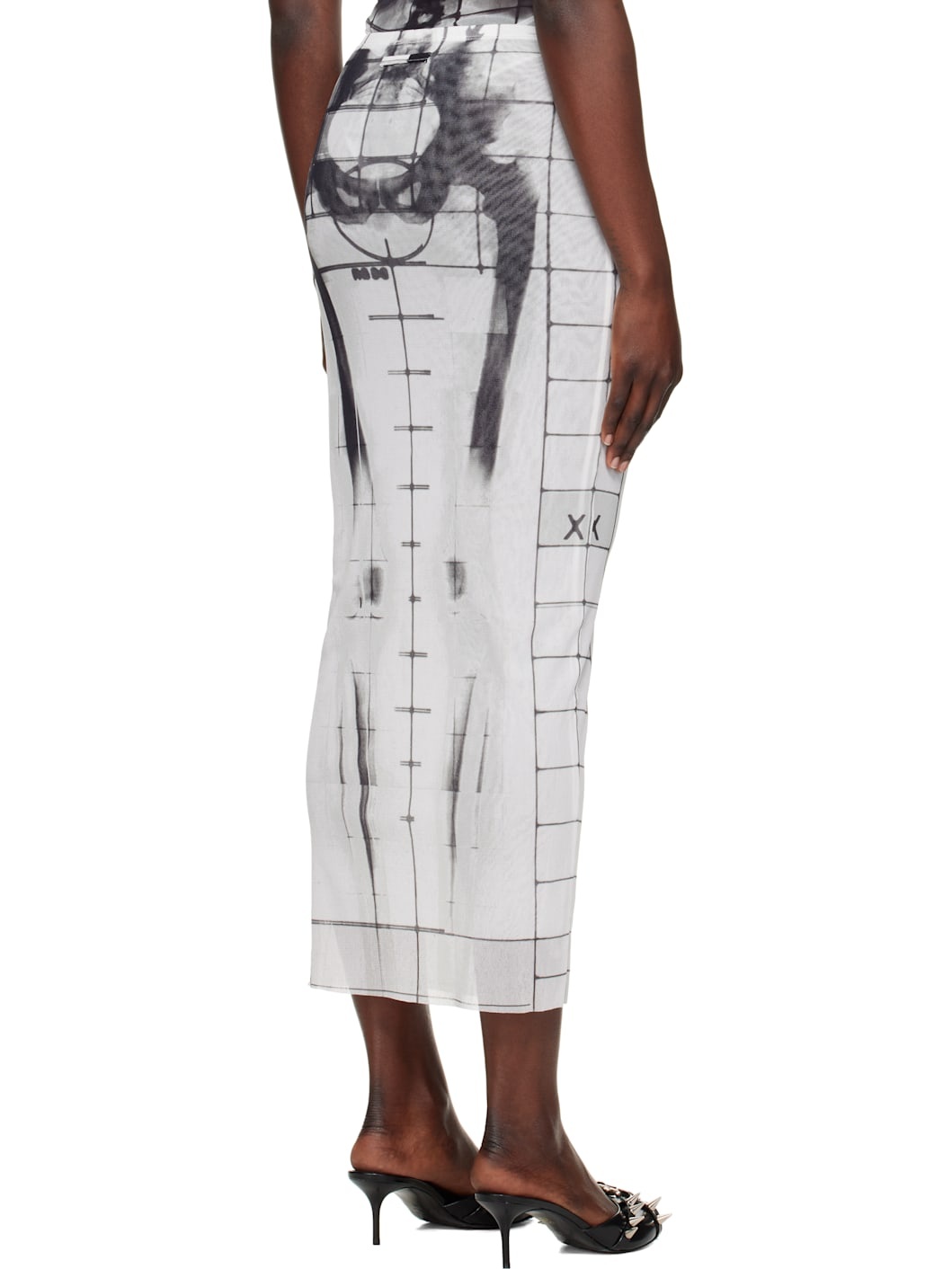 White & Black 'The Squeletor' Maxi Skirt - 3
