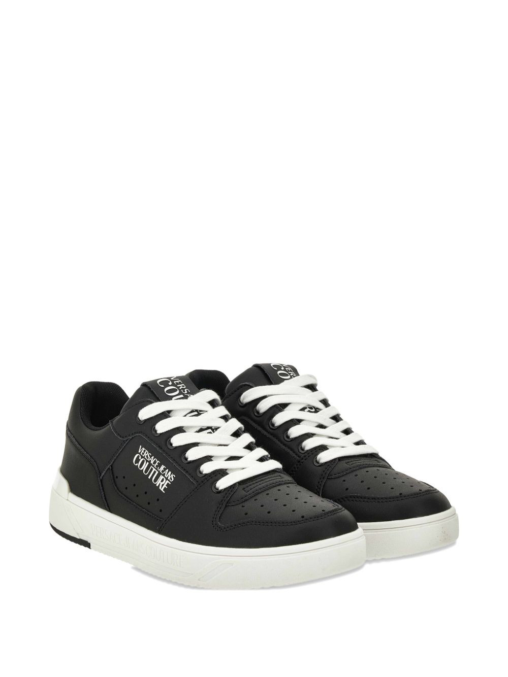 logo-detailed leather sneakers - 2