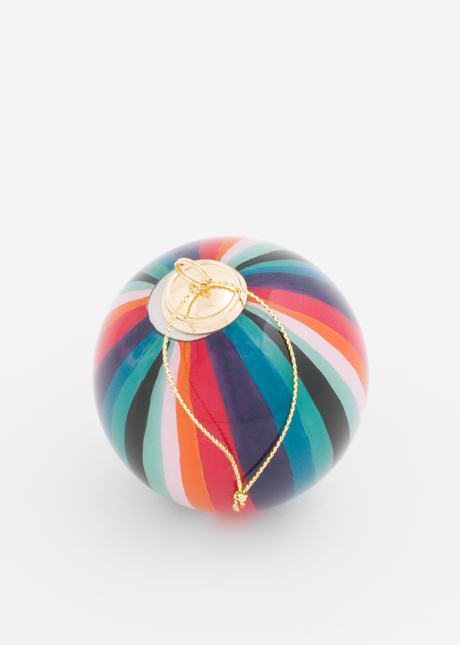 Hand-Painted 'Artist Stripe' Glass Bauble - 2
