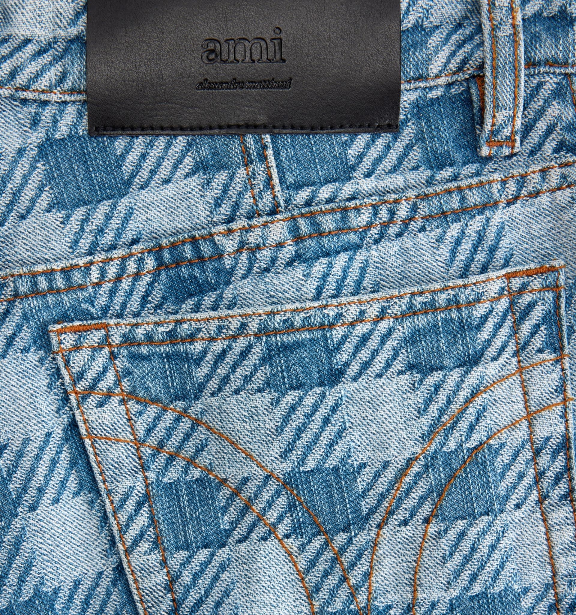 Gingham Pattern Jacquard Denim Boyfriend Fit Jeans - 4