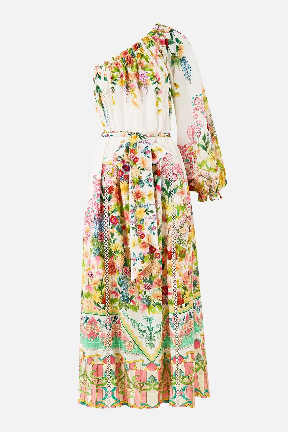 ONE SHOULDER DRESS WITH BLOUSON SLEEVE - 1