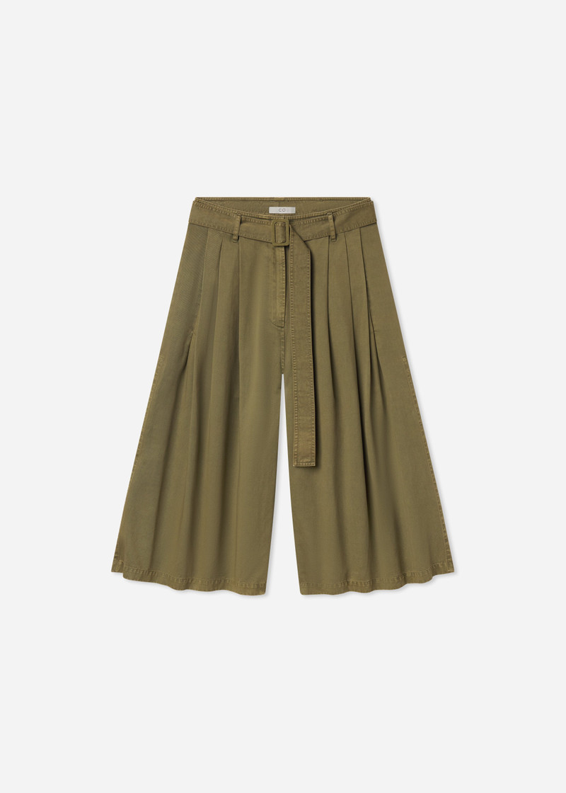 Garment Dye Pleated Culotte in Cotton 1