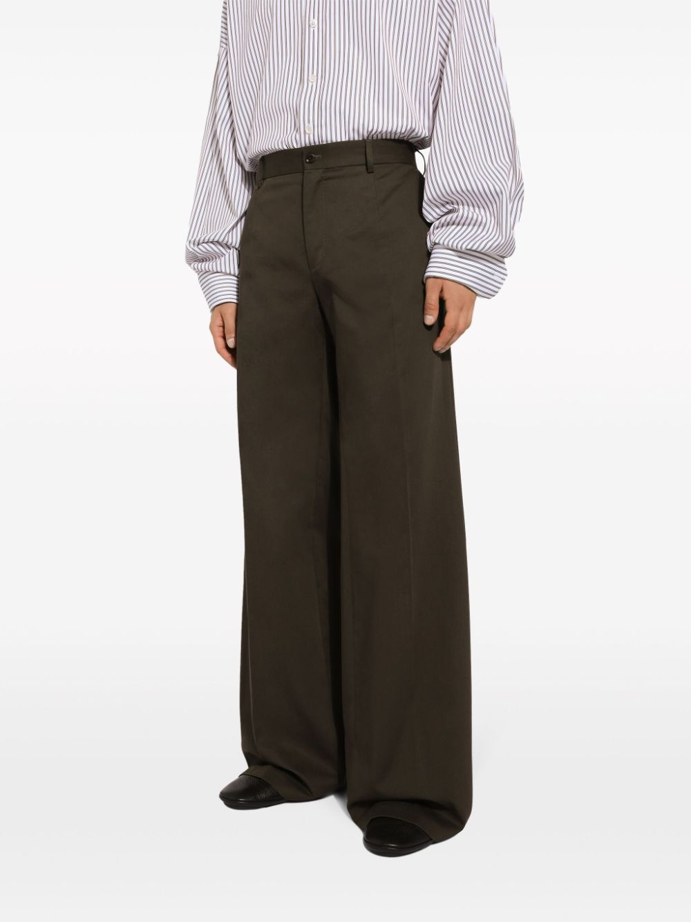 wide-leg cotton trousers - 5