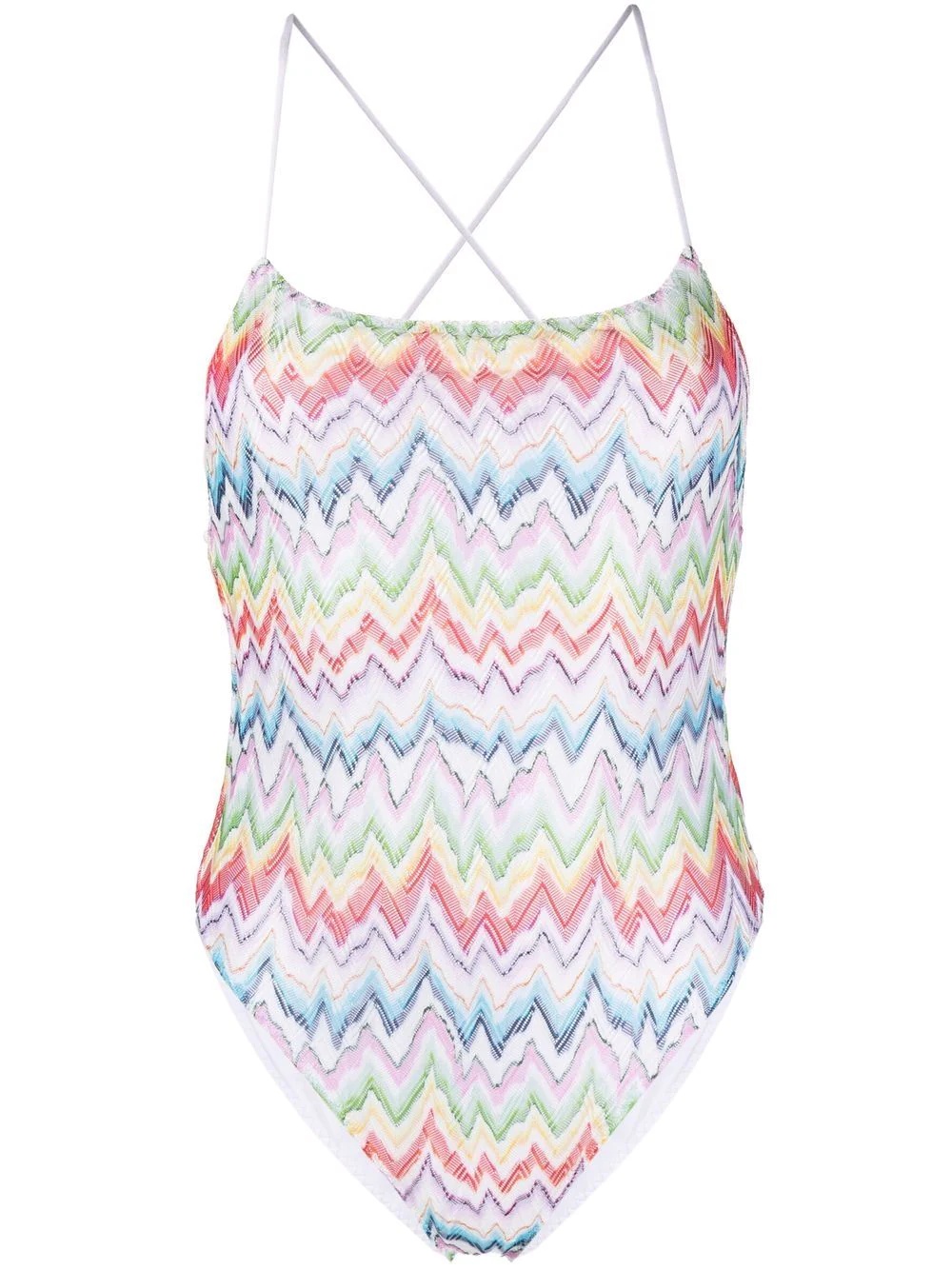 zigzag-print open-back swimsuit - 1