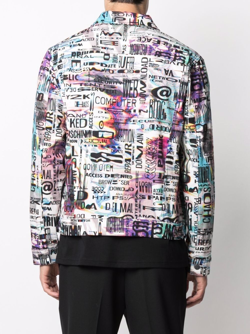 glitch-print denim jacket - 4