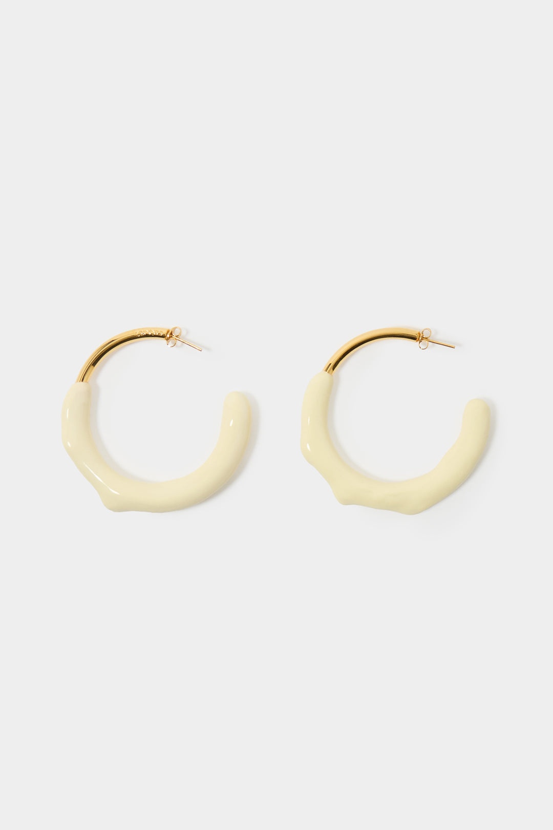 RUBBERIZED HOOP EARRINGS GOLD / cream - 1