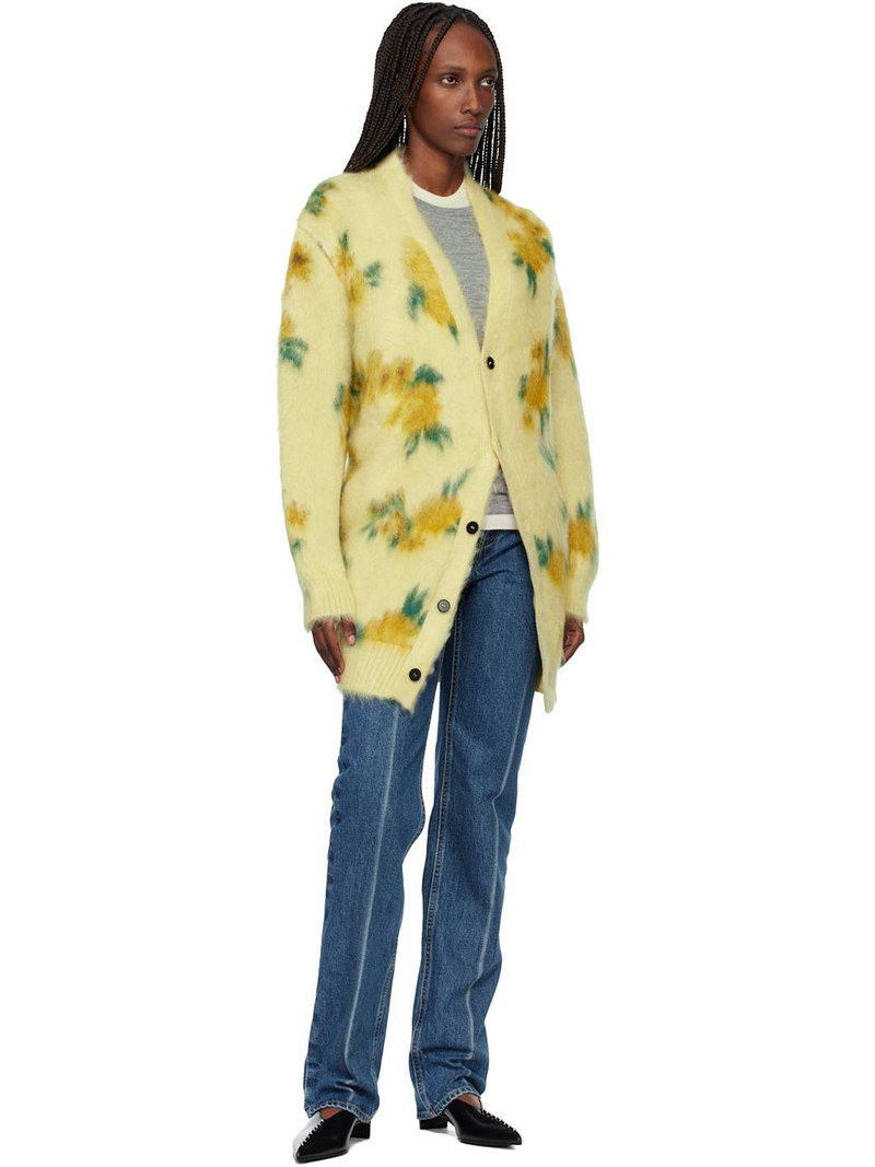 Jil Sander Yellow Mohair Silk Floral Knit Cardigan outlook