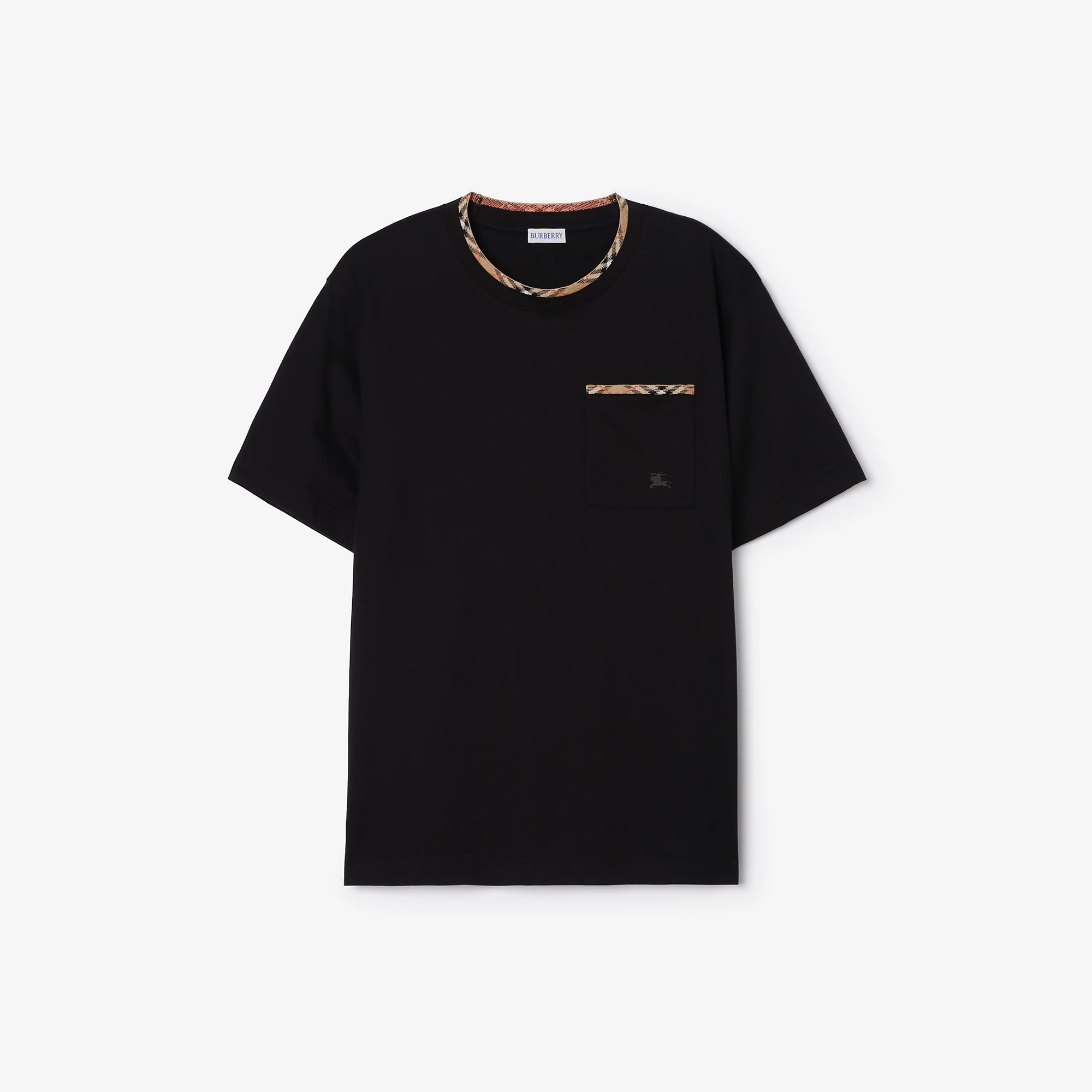 Check Trim Cotton T-shirt - 1