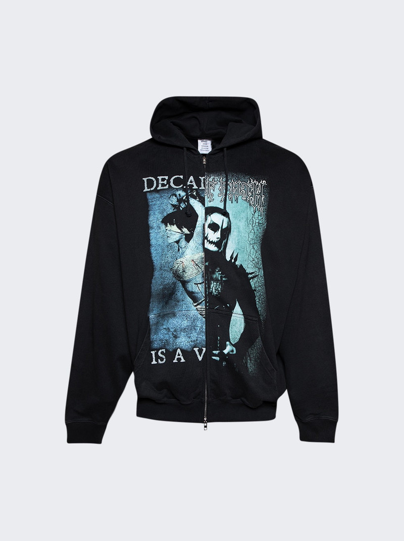 Cof Cut-up Oversized Zip-up Hoodie Black 1