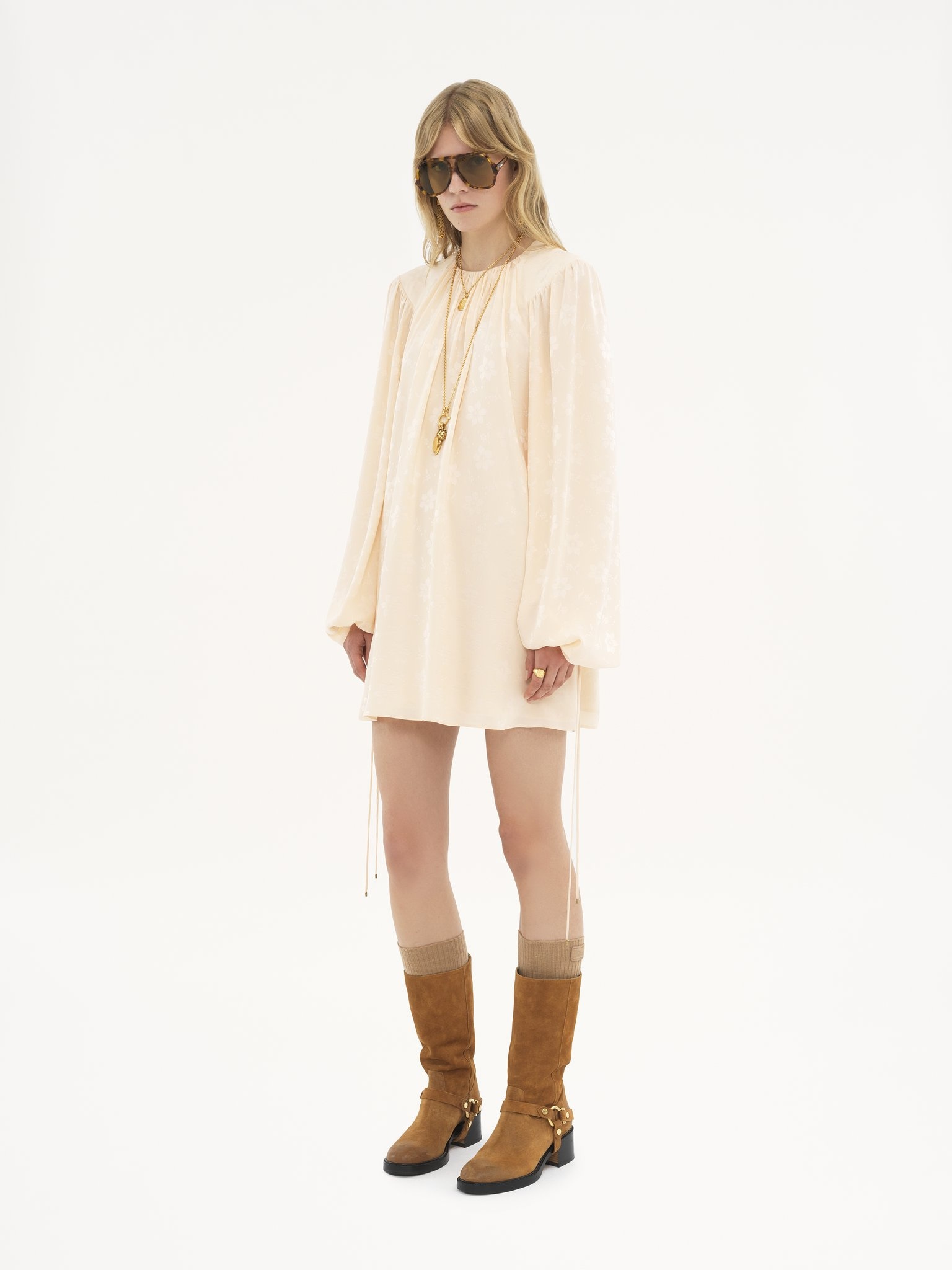 【送関込】Chloe☆クロエ Gathered mini dress in silk jacquard Chloé Gathered Mini Dress In Silk Jacquard | Chloé RS