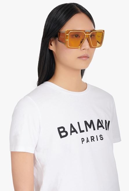 Gold-tone metal shield-shaped Wonder Boy sunglasses - 3