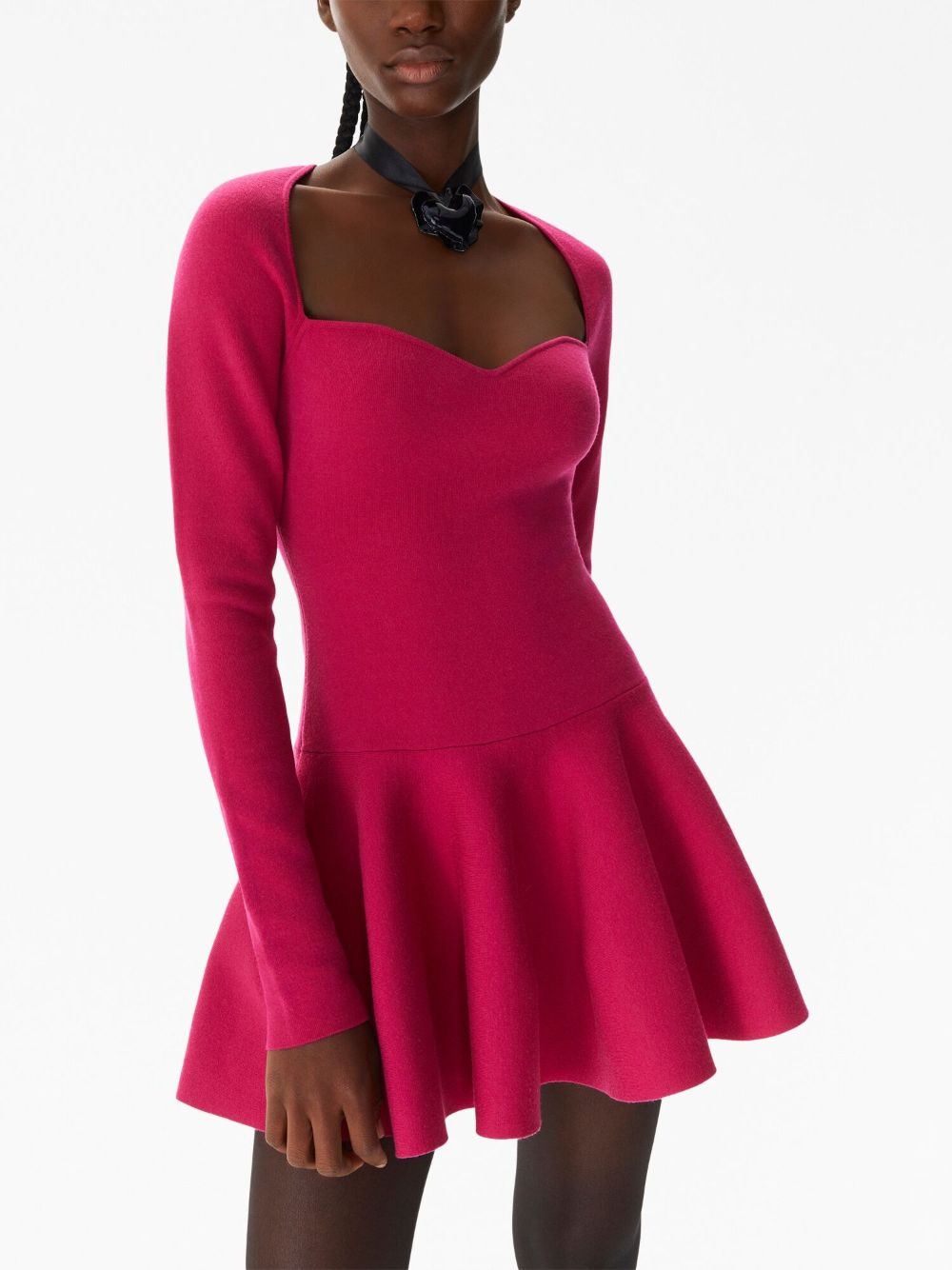 sweetheart-neck long-sleeve dress - 3