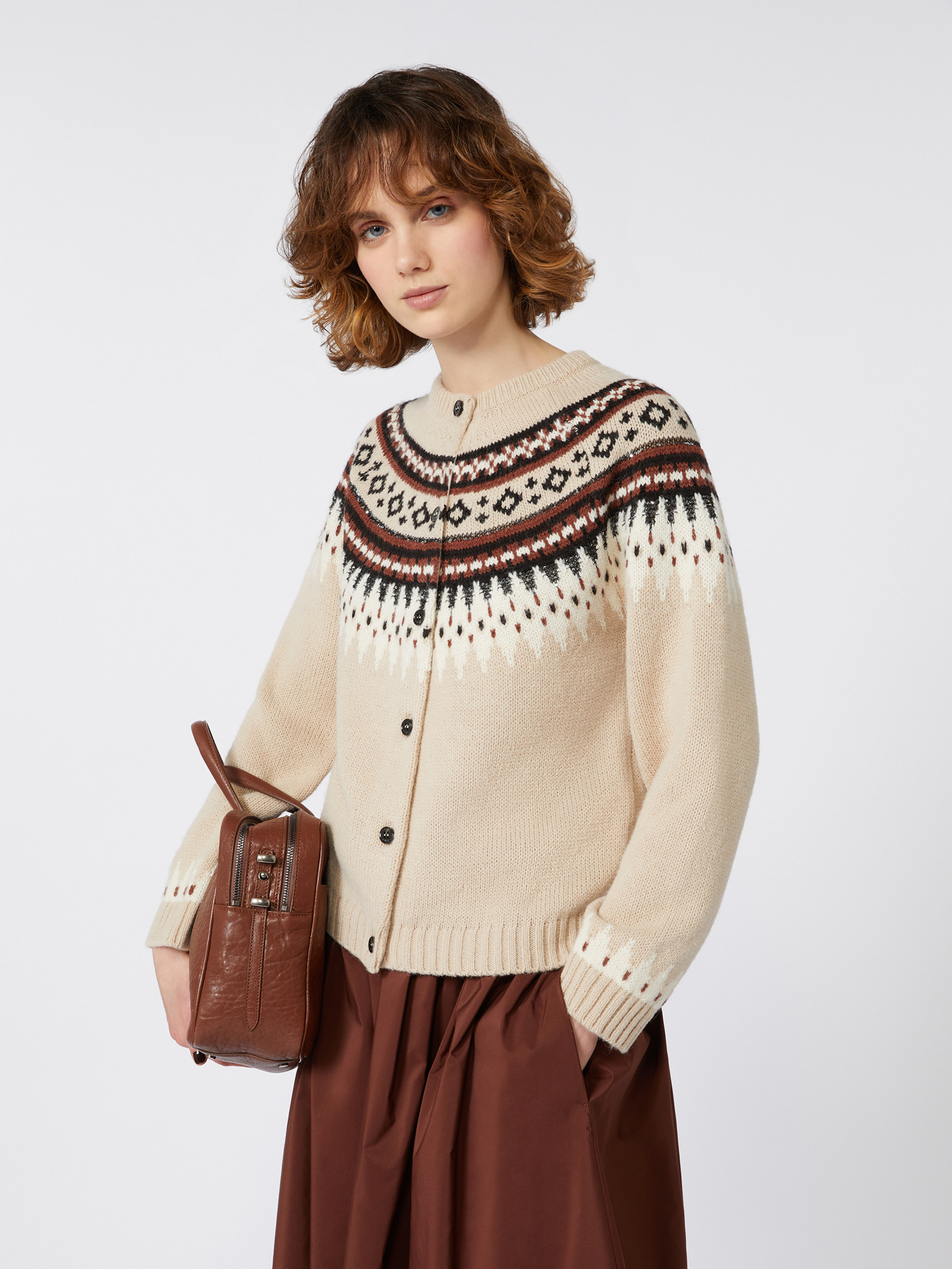 CABIRIA1234 Wool and alpaca jacquard cardigan - 5