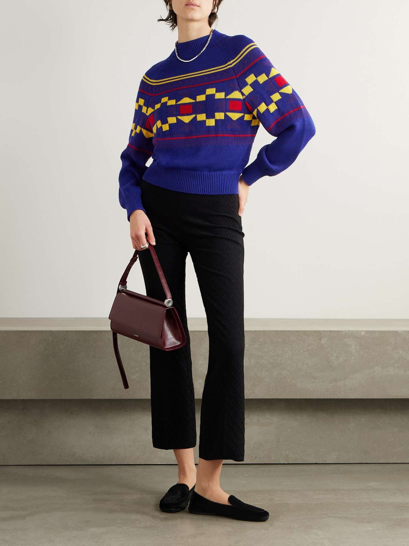 HIGH SPORT Lara intarsia-knit cotton-blend sweater Blue outlook