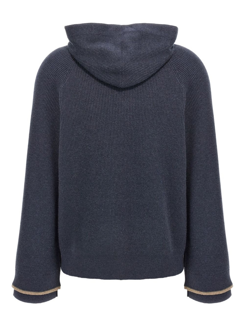 Brunello Cucinelli ribbed hooded sweater outlook