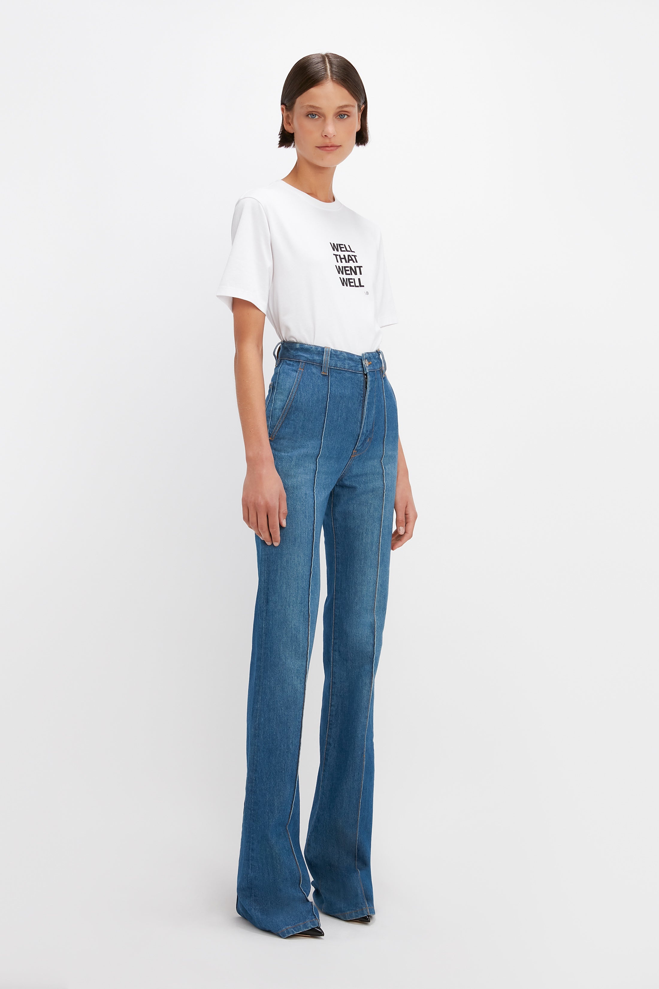 Brigitte High Waisted Flare Jean in Sandwashed Indigo - 3