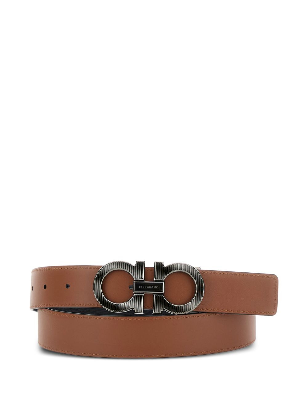 Gancini-buckle leather belt - 1