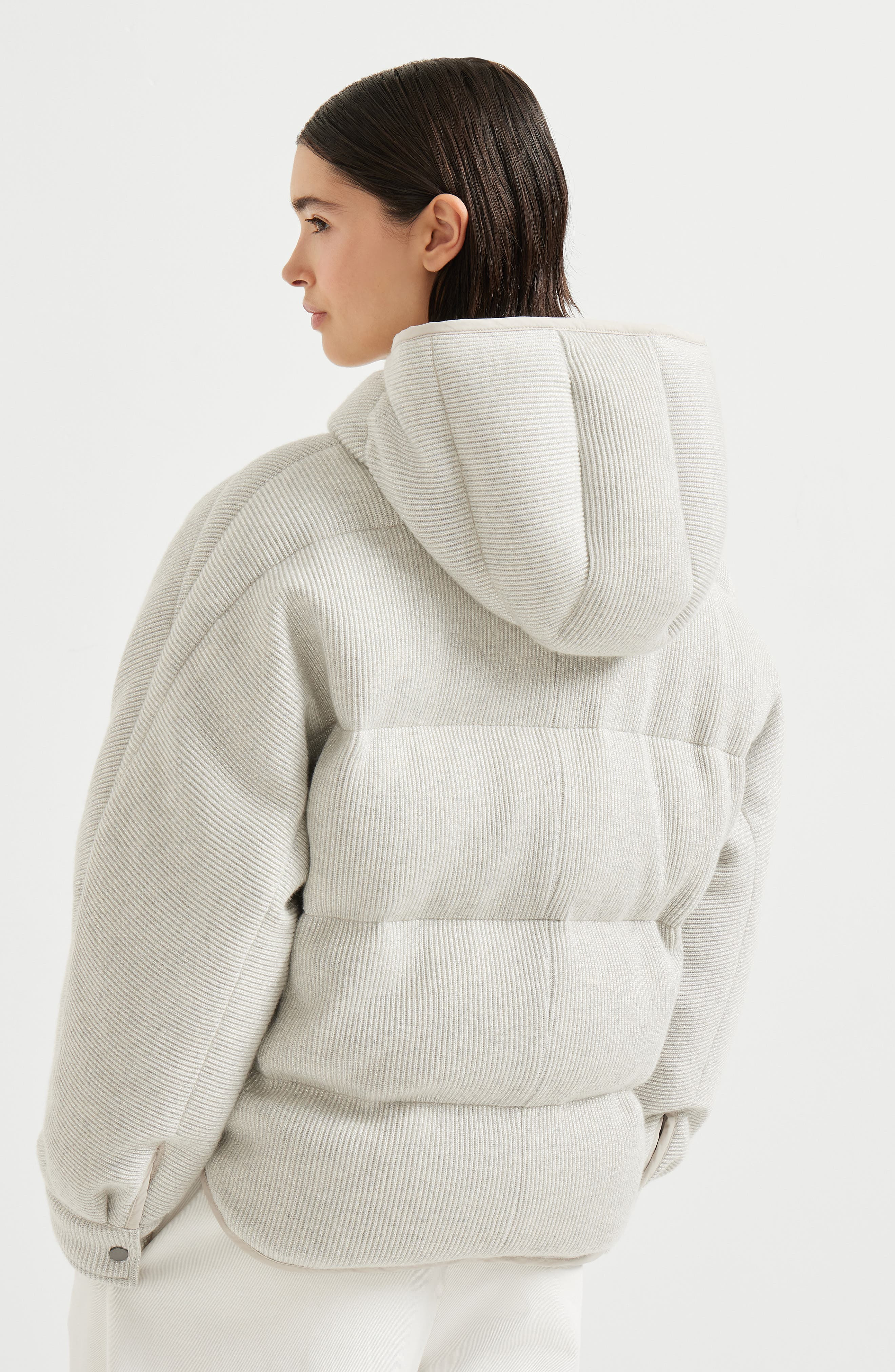 Brunello Cucinelli English rib knit down vest in Silver at Nordstrom - 3