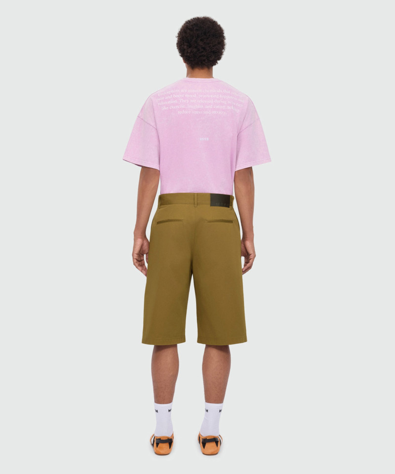 Military green cotton gabardine Bermuda shorts with wide legs and patch pockets on the leg. 3