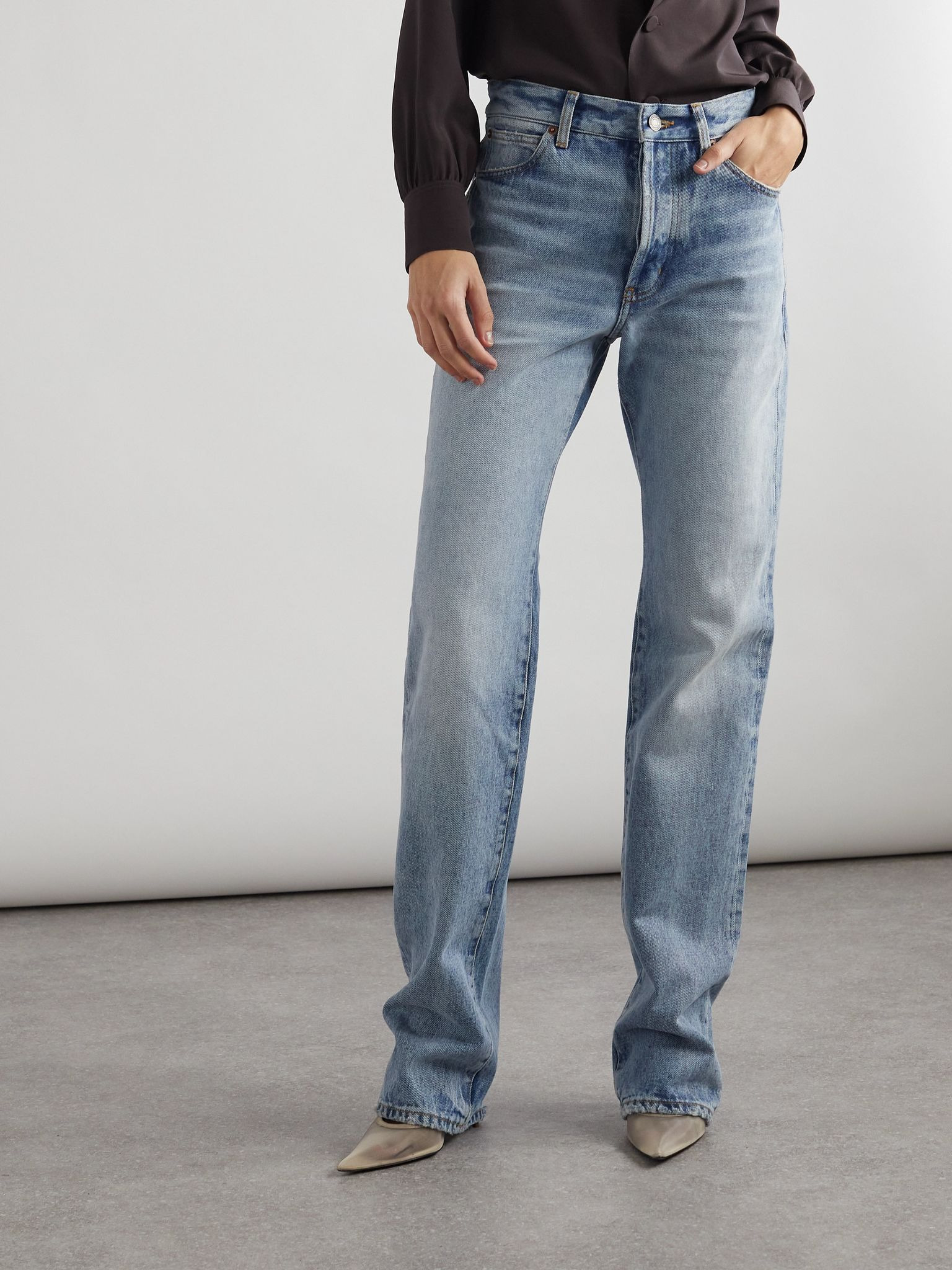 Nico distressed mid-rise straight-leg jeans Light blue - 3
