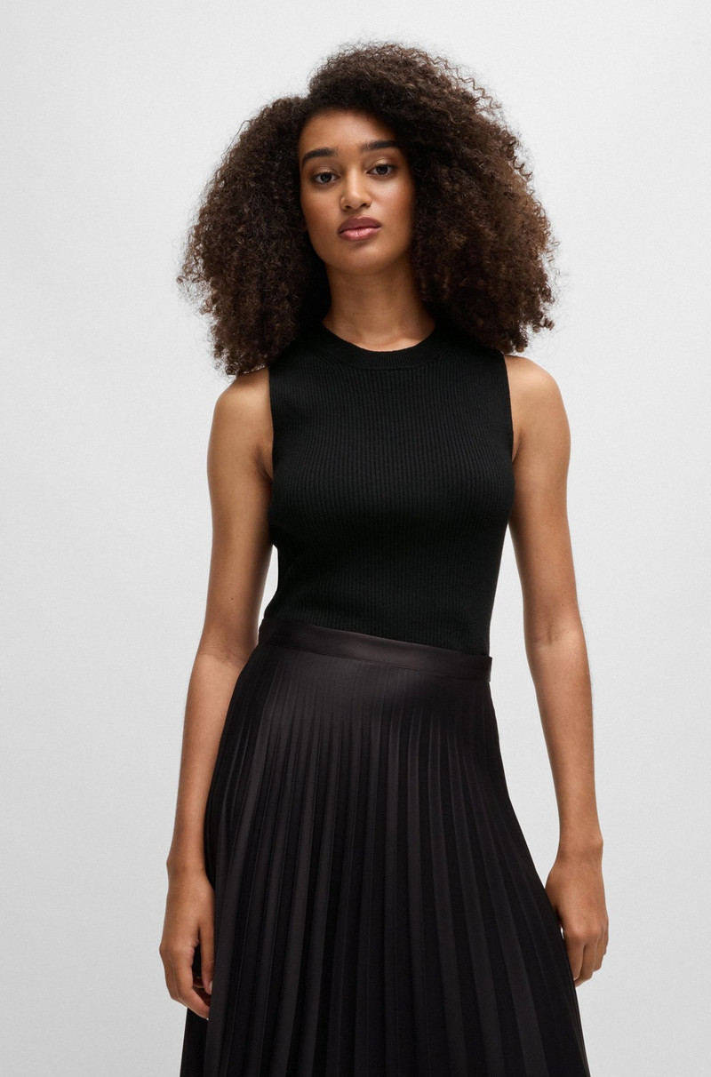 SLIM-FIT SLEEVELESS TOP IN RIBBED STRETCH FABRIC 2