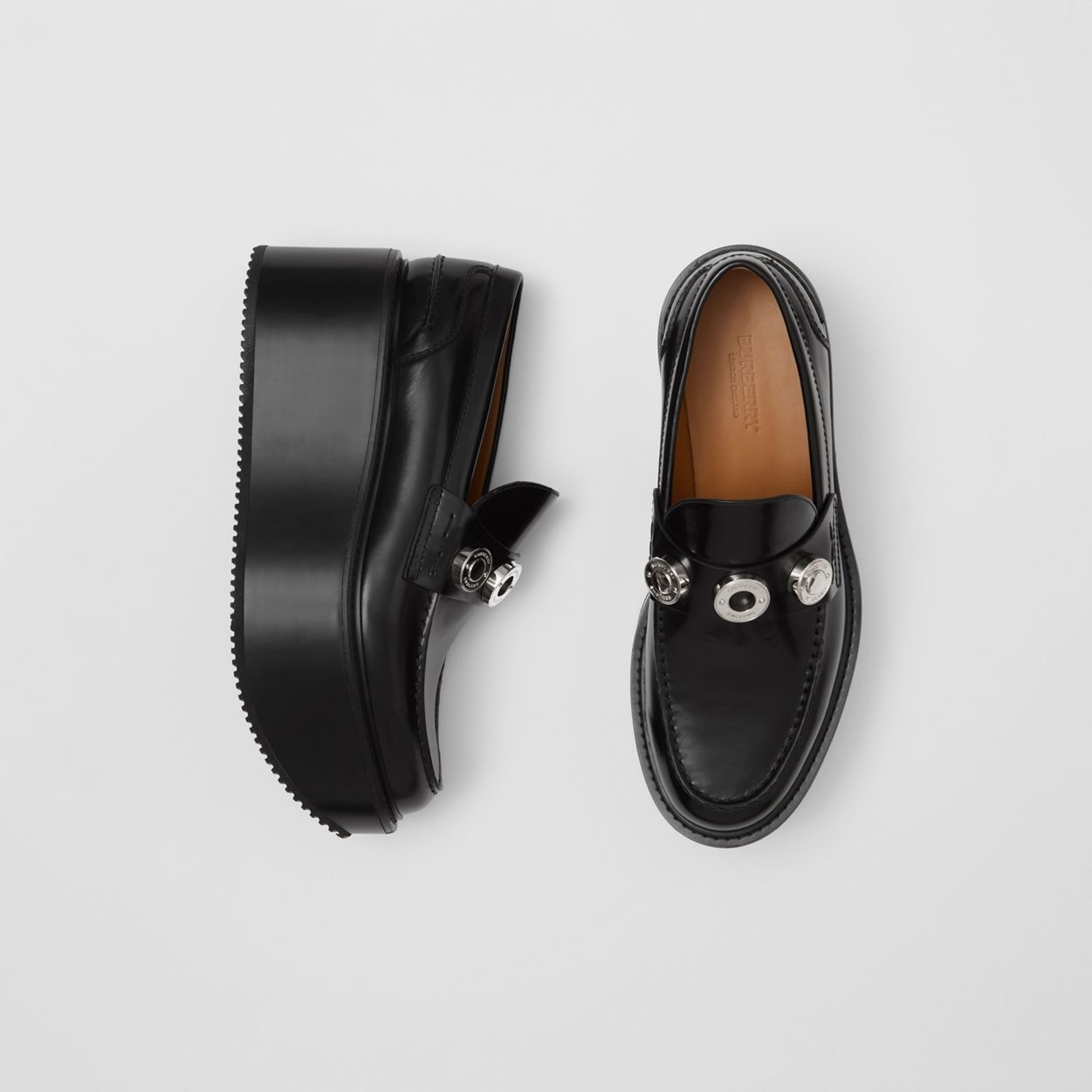 Logo Detail Leather Platform Loafers - 6