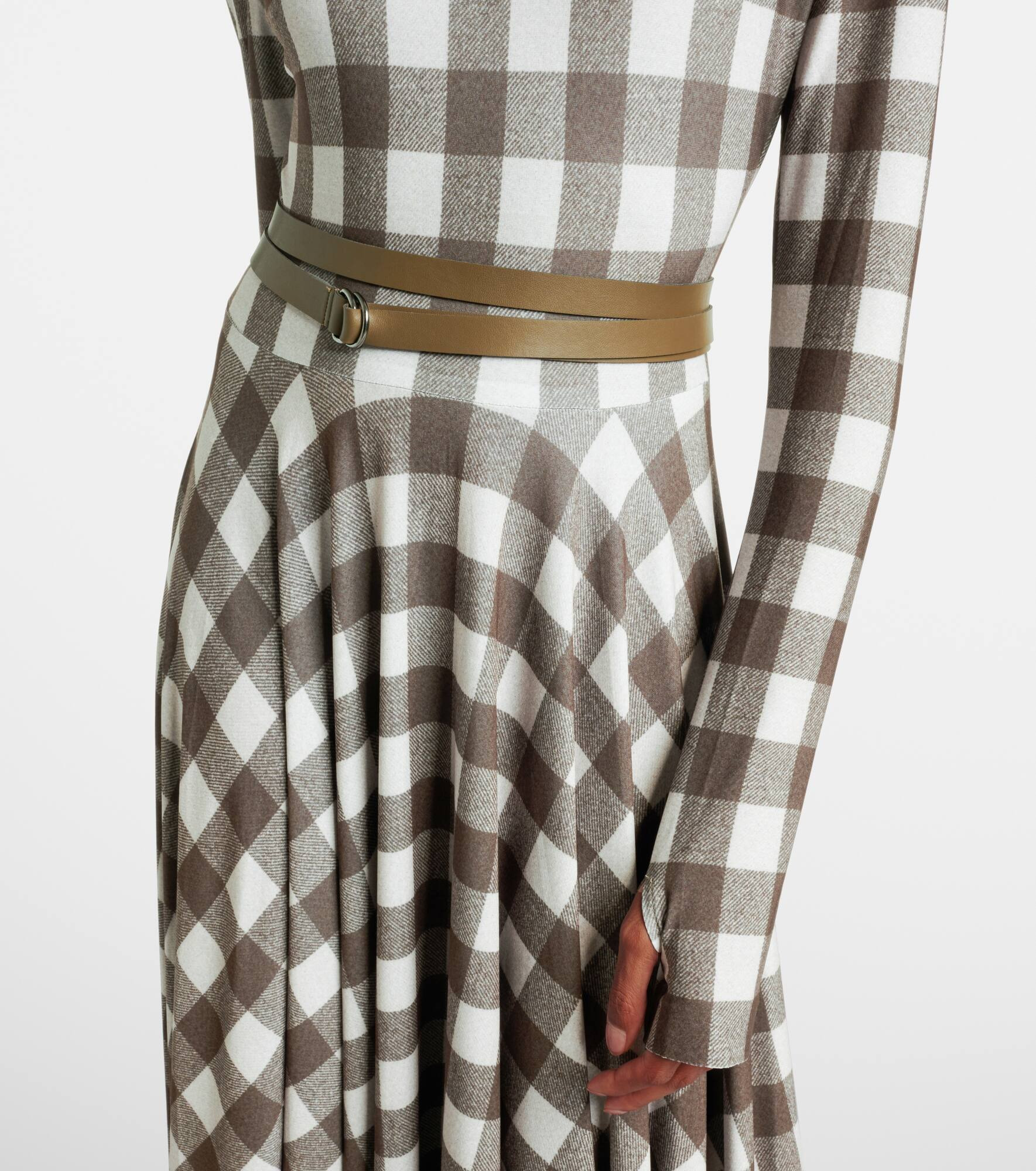 Checked turtleneck jersey midi dress - 5