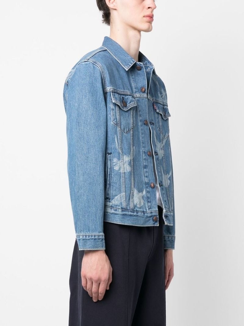 bird-print denim jacket - 3