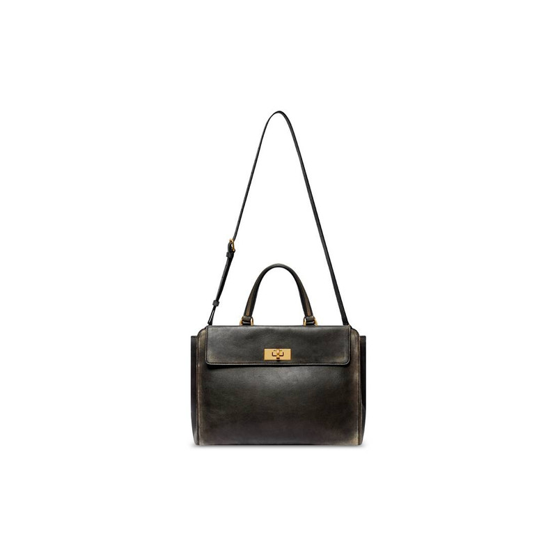 Women's Money Medium Tote Bag Used Effect in Black 8