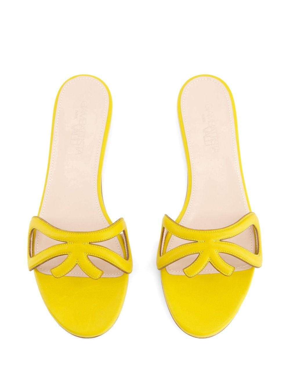 round-toe leather slides - 3