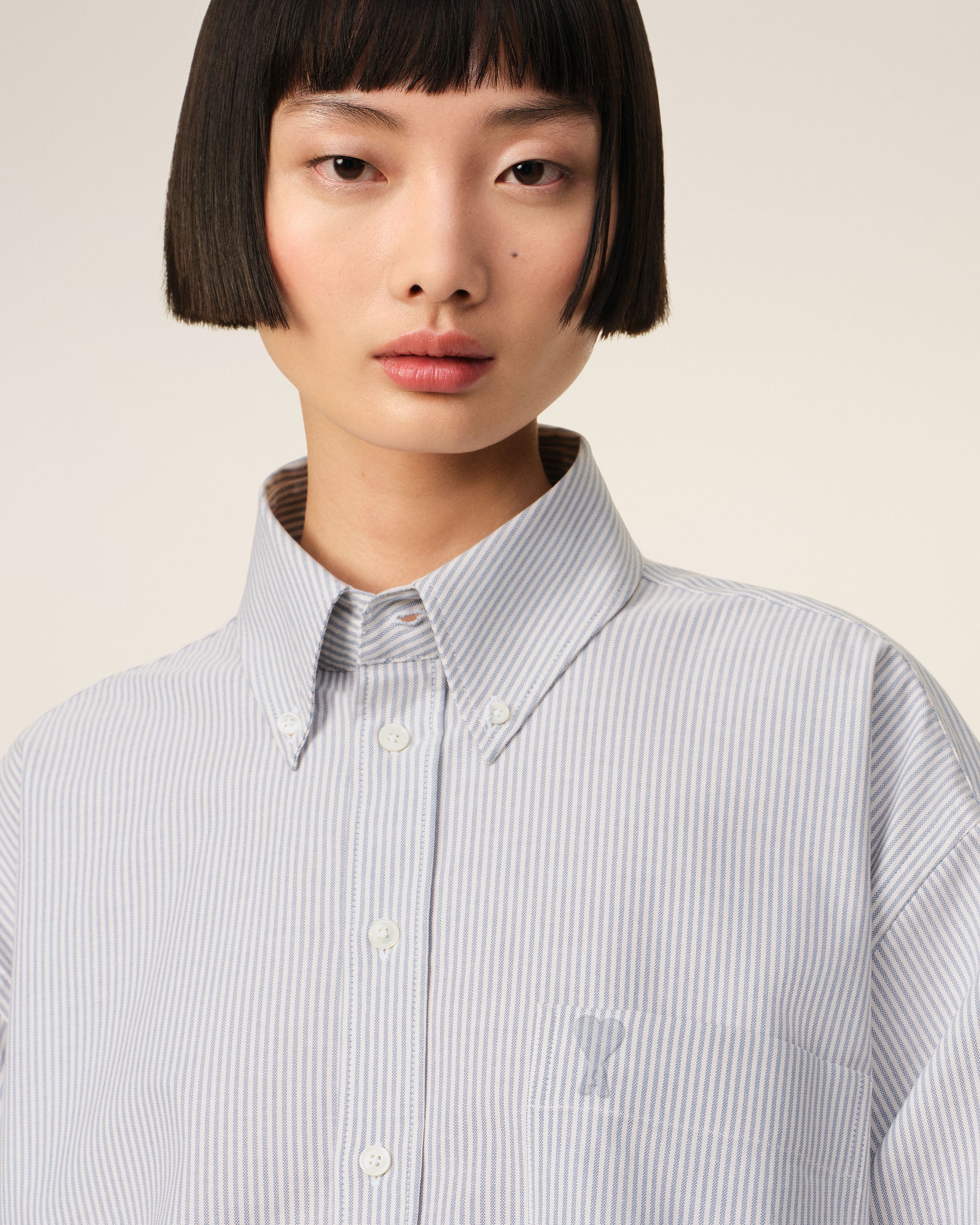 PURPLE COTTON CROPPED OVERSIZED SHIRT - 4