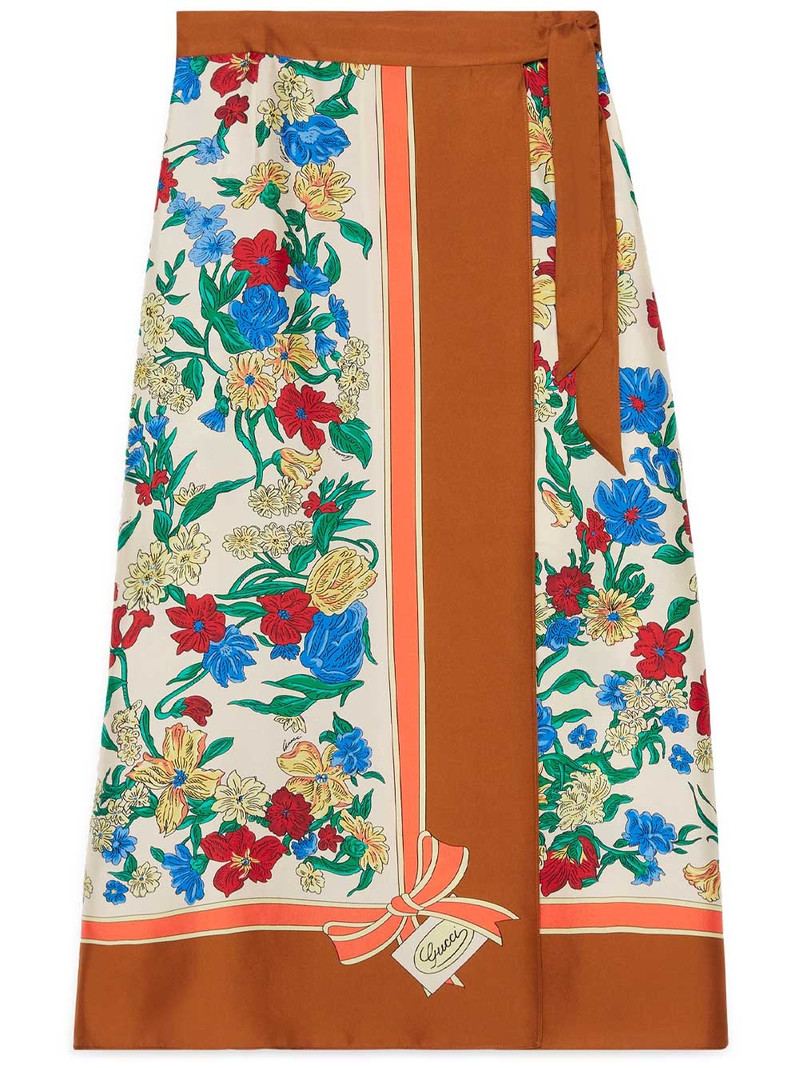 Printed silk midi skirt - 1