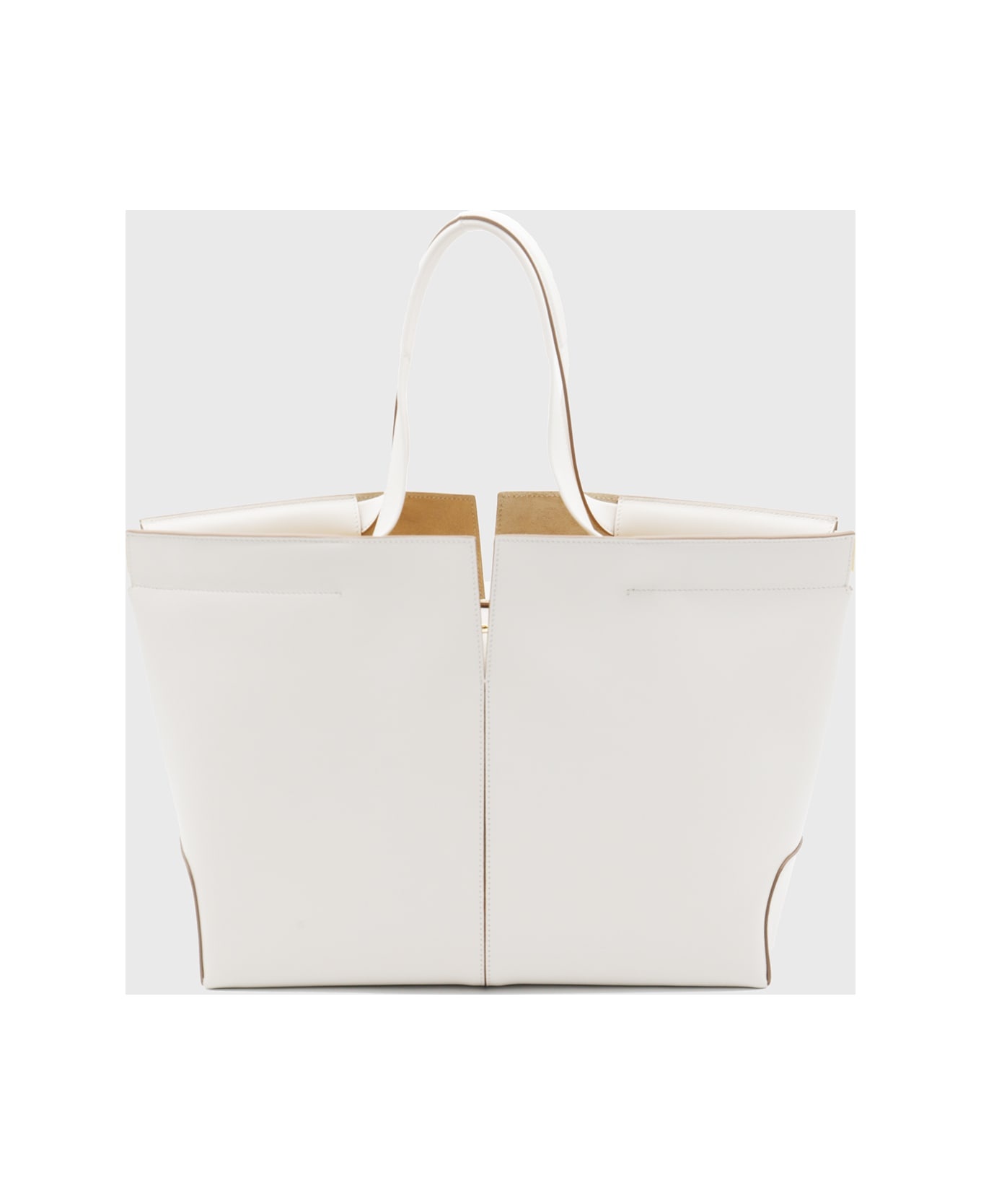 White Leather Top Handle Bag - 2