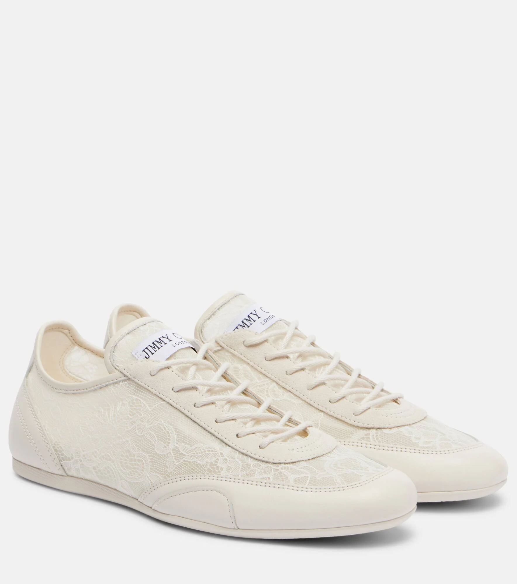 Sunny leather-trimmed lace sneakers - 1