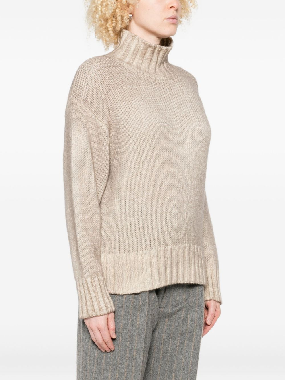 high-neck ribbed-knit sweater - 3