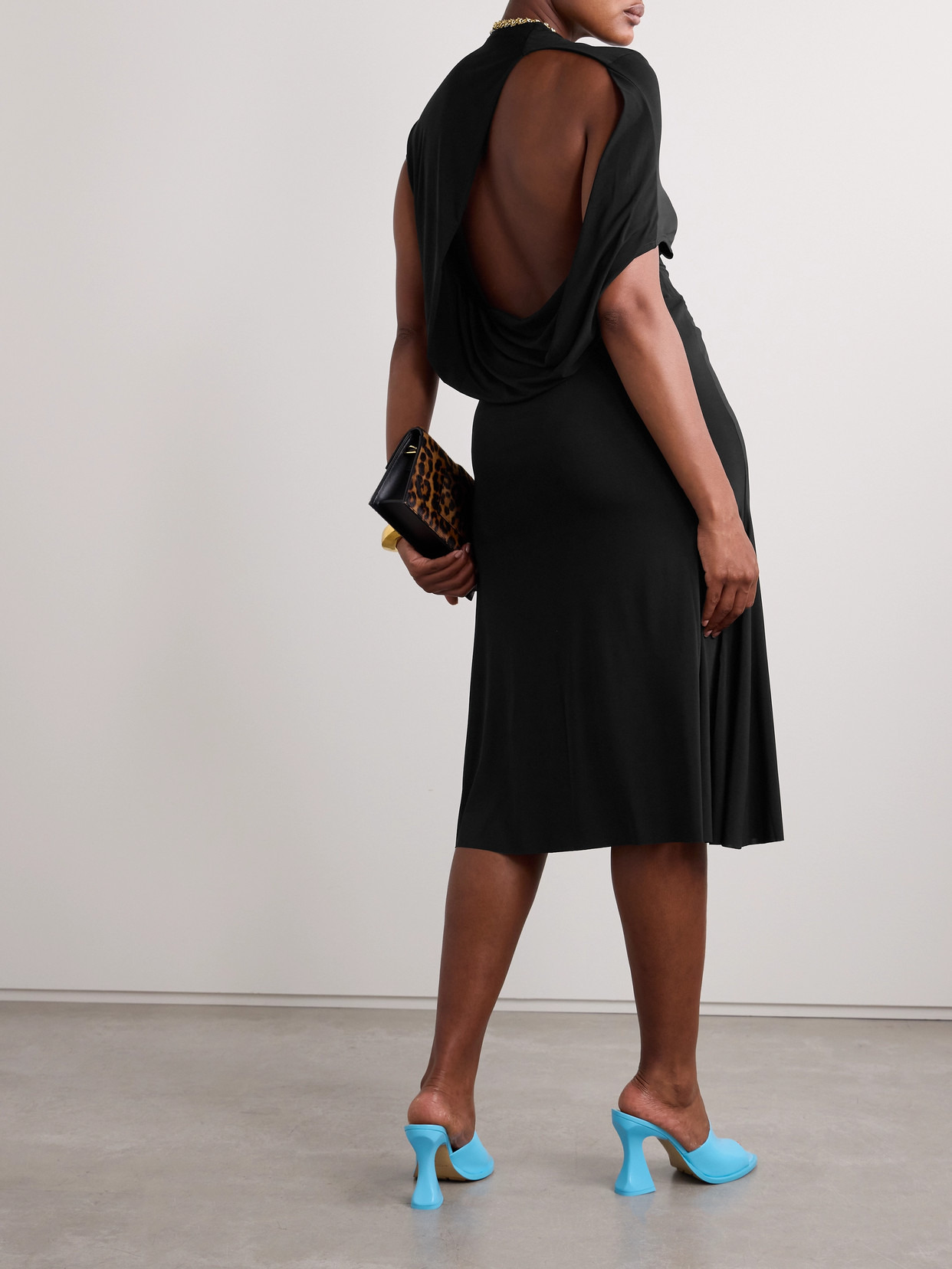 La Robe Salerno Asymmetric Open-back Stretch-jersey Midi Dress - 3