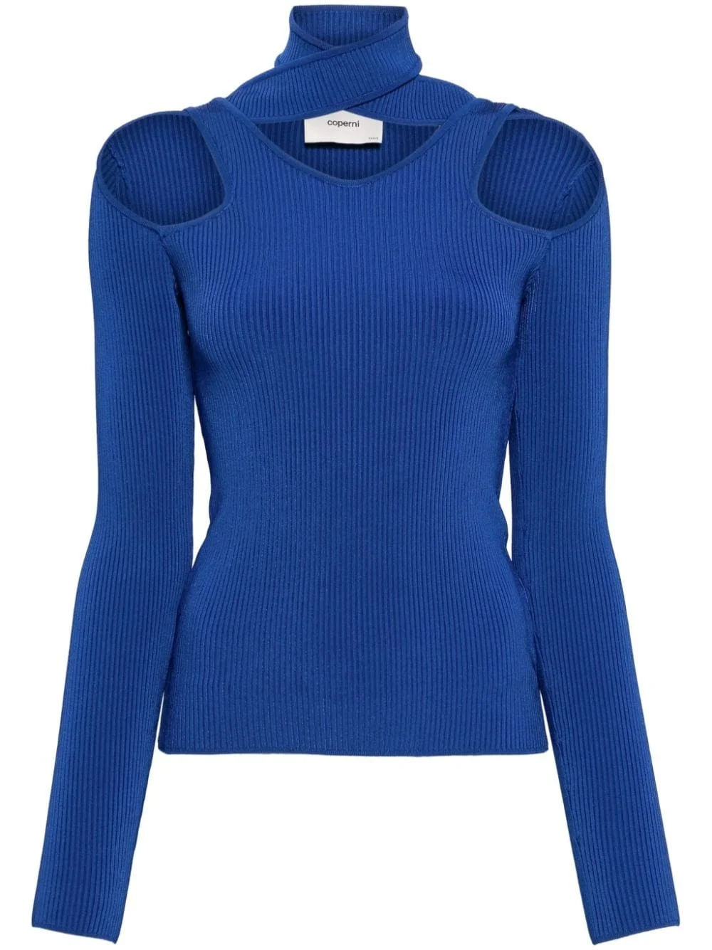 cut-out ribbed-knit jumper - 1