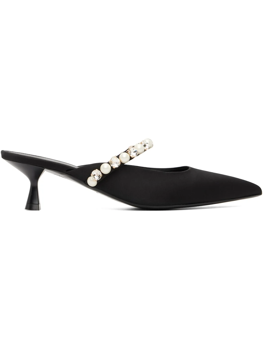 Black Elsa Pearl-Embellished Kitten Heels - 1