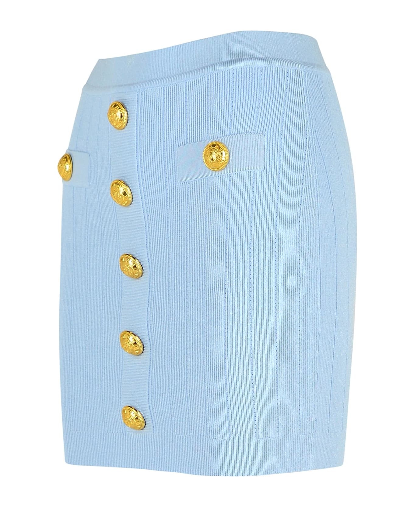 Light Blue Viscose Blend Miniskirt - 2