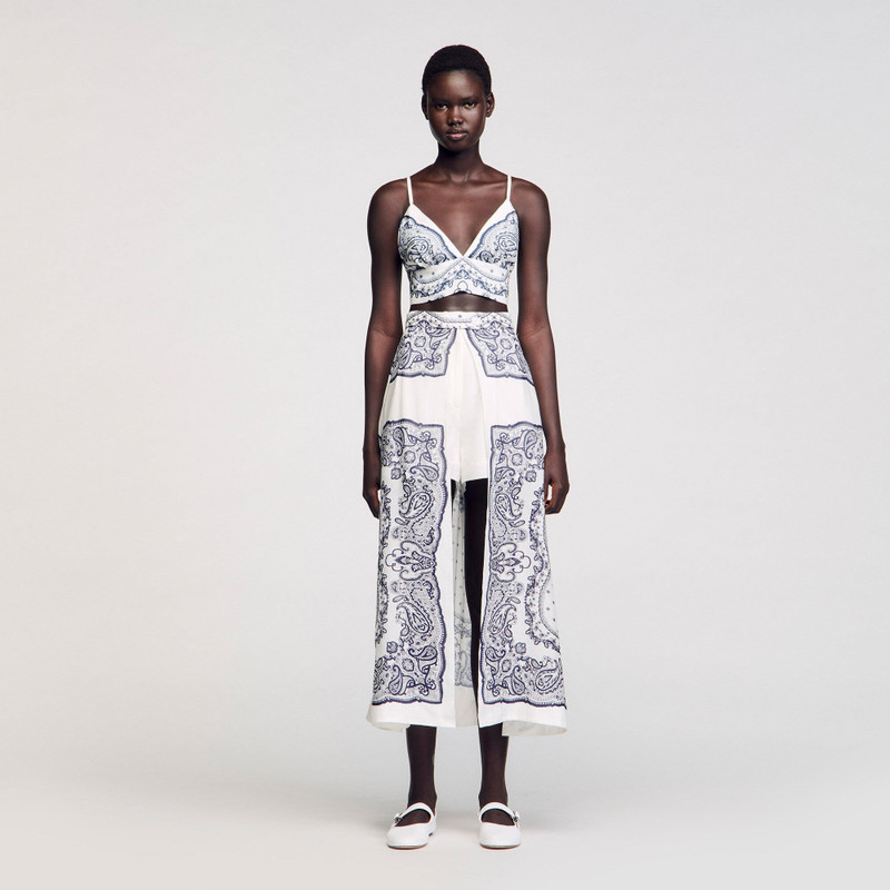 Sandro BANDANA-MOTIF SKIRT SHORTS outlook