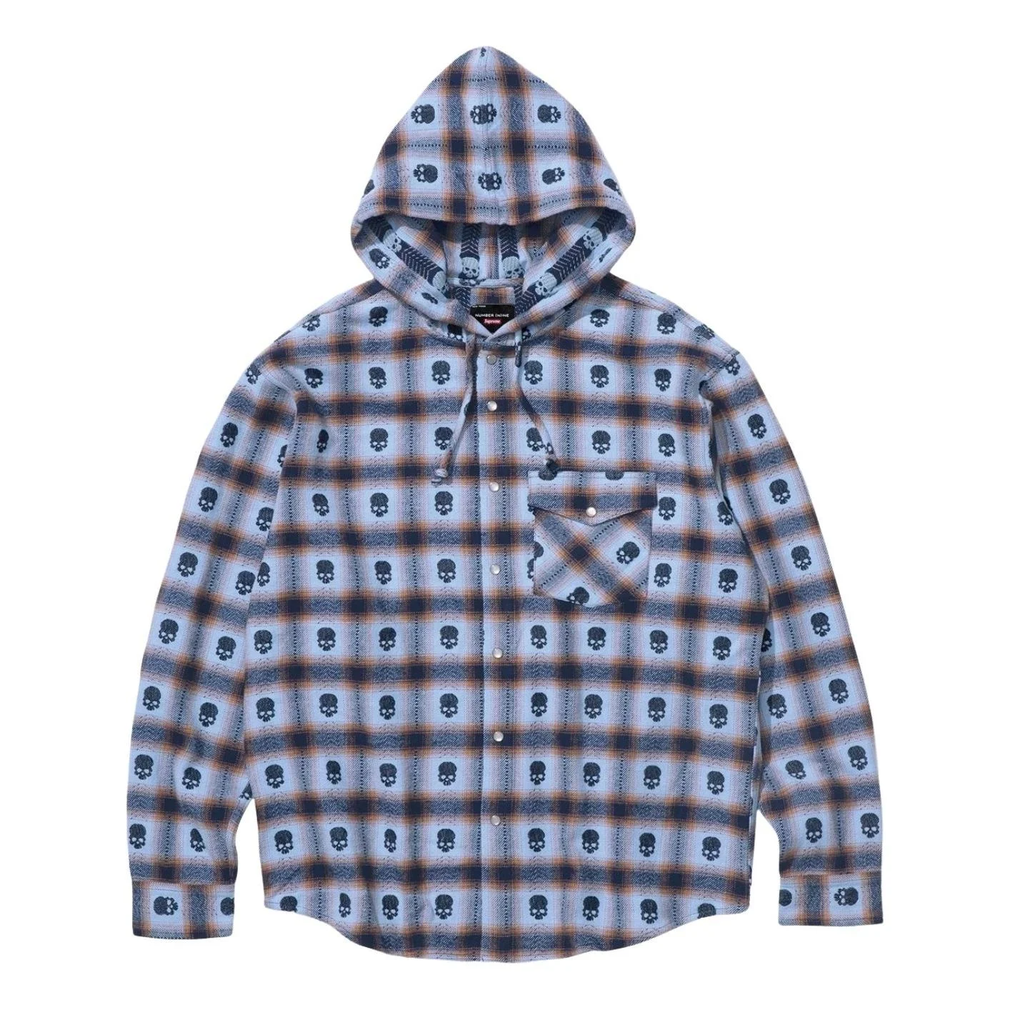 Supreme FW25 x Number (N)ine Hooded Flannel Shirt 'Blue' FW25S22-BLUE - 1
