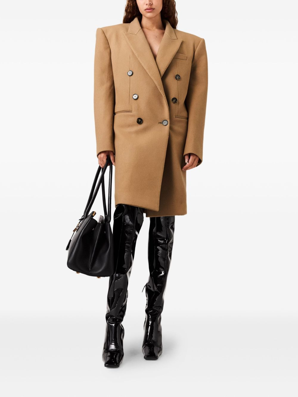 padded-shoulder double-breasted coat - 2