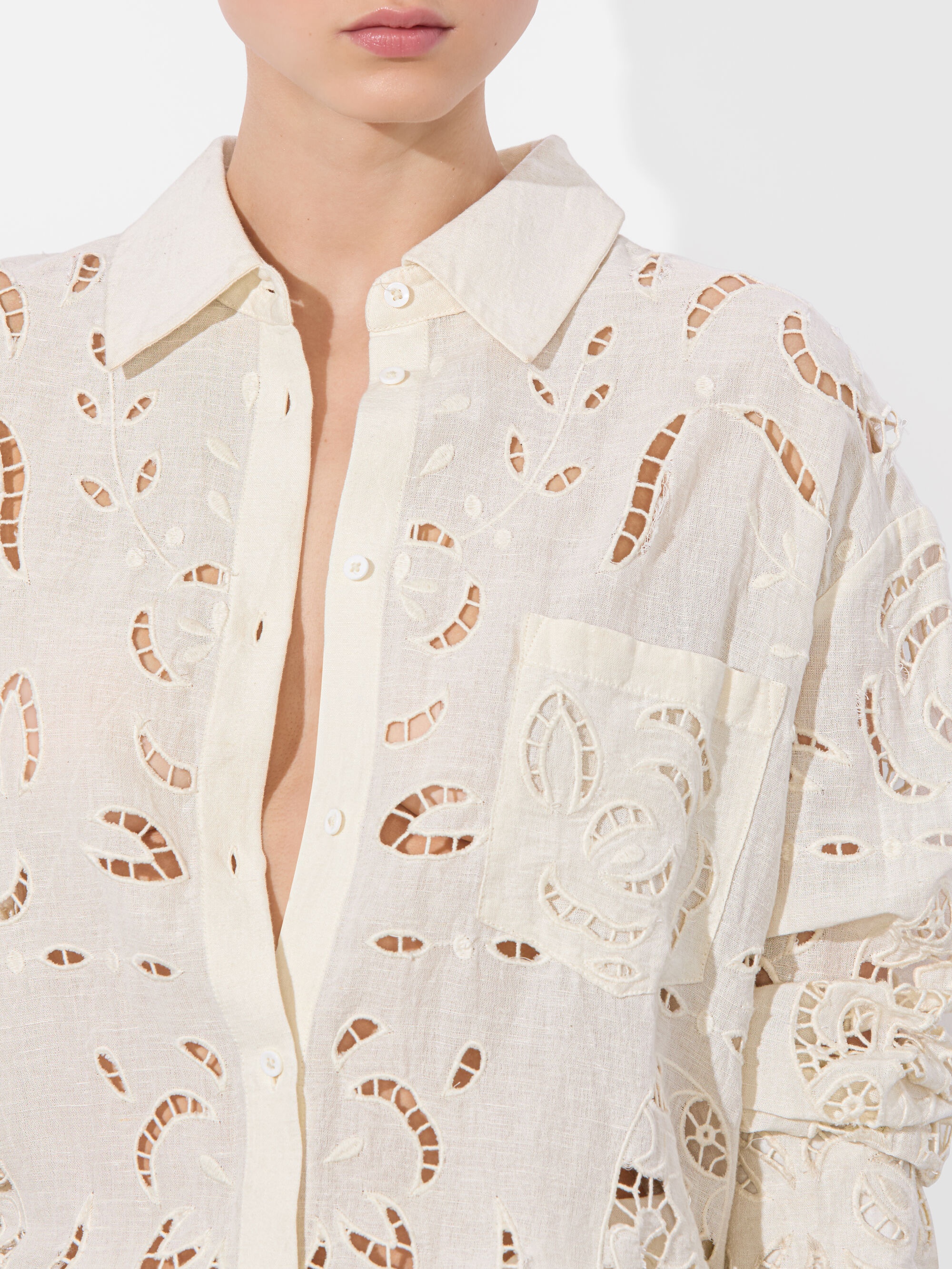 FINELY EYELET OVERSIZED BUTTON DOWN - 6