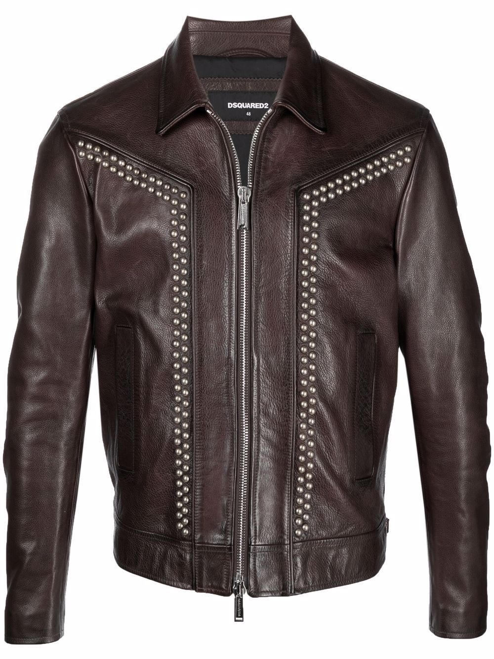 stud-embellished leather jacket - 1