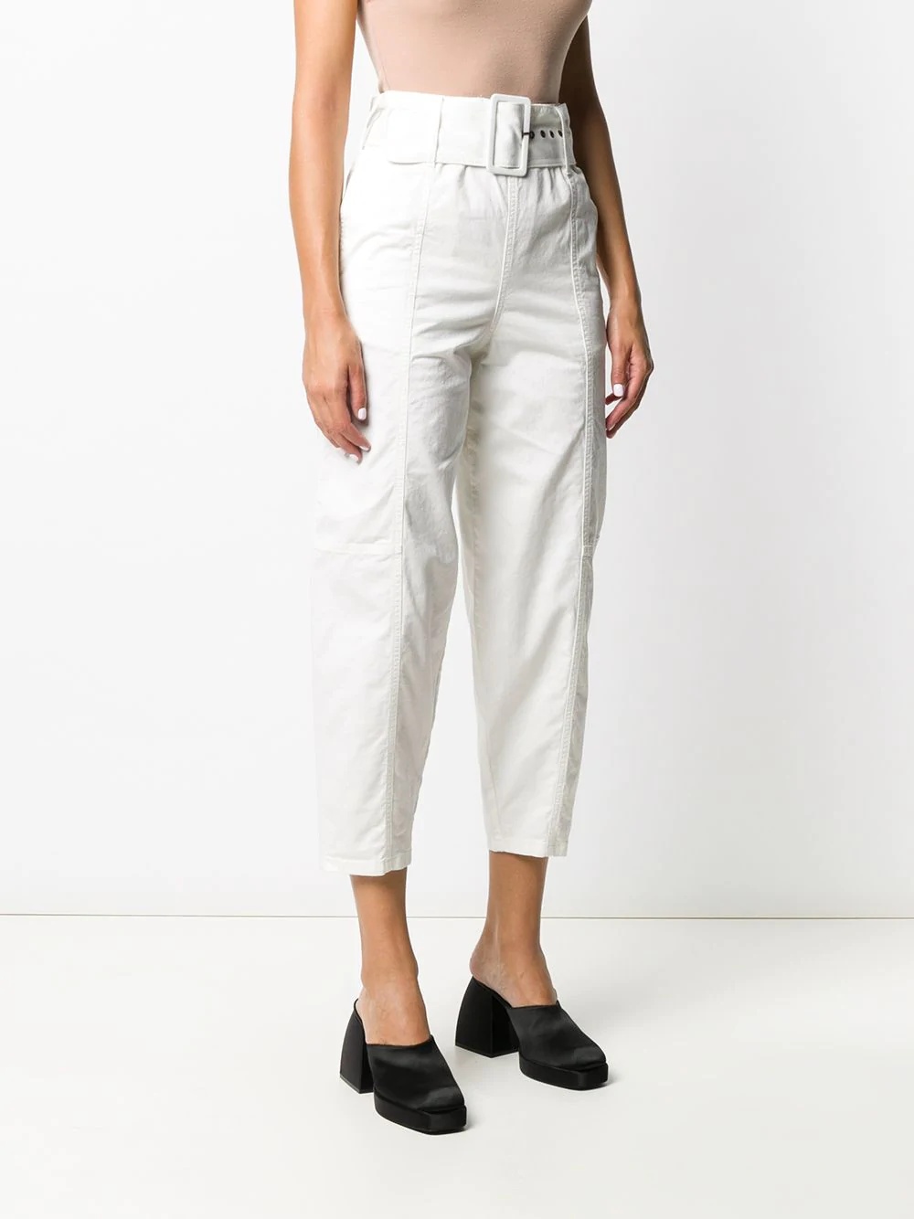 high-waist belted tapered trousers - 3